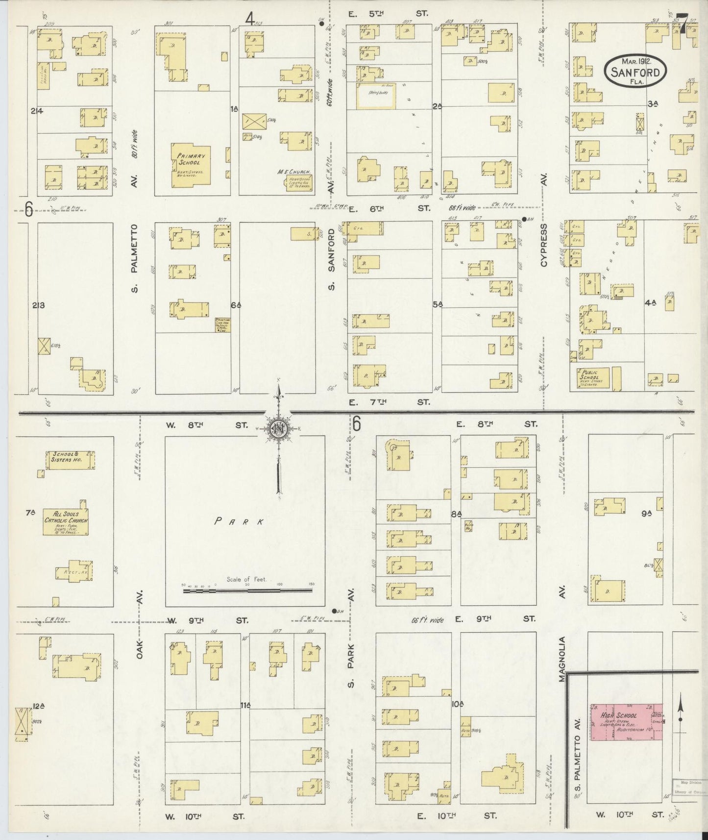 Sanborn Fire Insurance Map from Sanford, Seminole County, Florida (1912), Sheet #0007