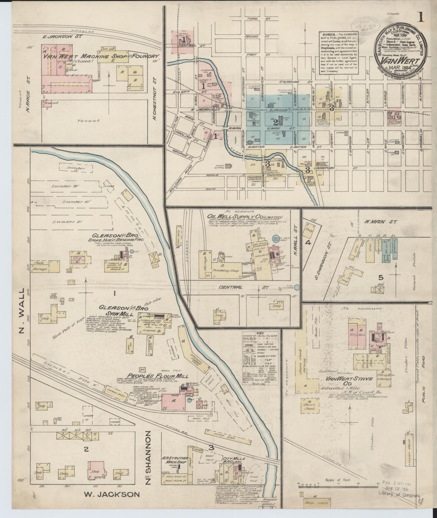 Sanborn Fire Insurance Map from Van Wert, Van Wert County, Ohio (1884), Sheet #0001 - Complete Map Set gallery image, historic Sanborn map, vintage wall art, Ohio Ohio