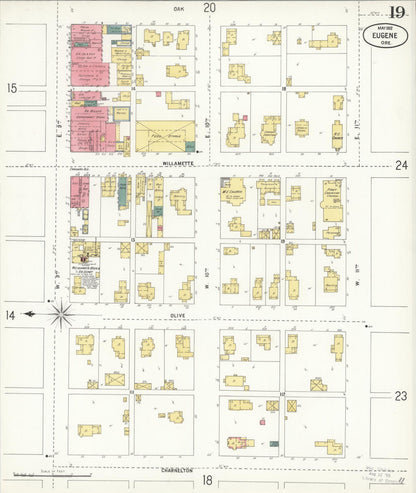 Sanborn Fire Insurance Map from Eugene, Lane County, Oregon (1902), Sheet #0019 - Complete Map Set gallery image, historic Sanborn map, vintage wall art, Oregon Oregon