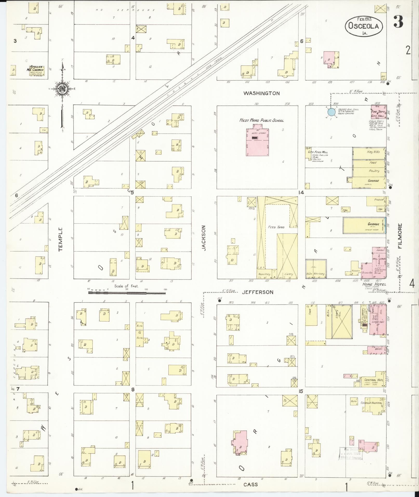 Sanborn Fire Insurance Map from Osceola, Clarke County, Iowa (1913), Sheet #0003 - Historic Sanborn Fire Insurance Map Print