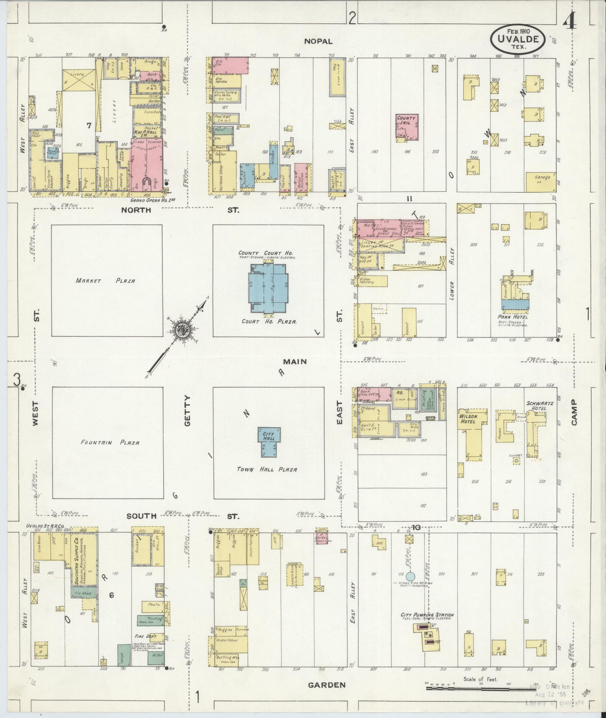 Sanborn Fire Insurance Map from Uvalde, Uvalde County, Texas (1910), Sheet #0004 - Complete Map Set gallery image, historic Sanborn map, vintage wall art, Texas Texas
