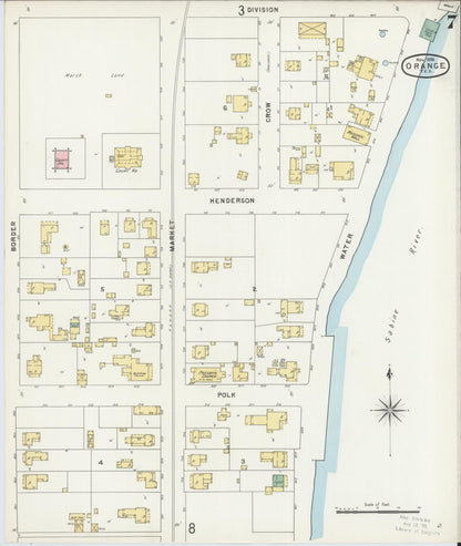 Sanborn Fire Insurance Map from Orange, Orange County, Texas (1896), Sheet #0007 - Complete Map Set gallery image, historic Sanborn map, vintage wall art, Texas Texas