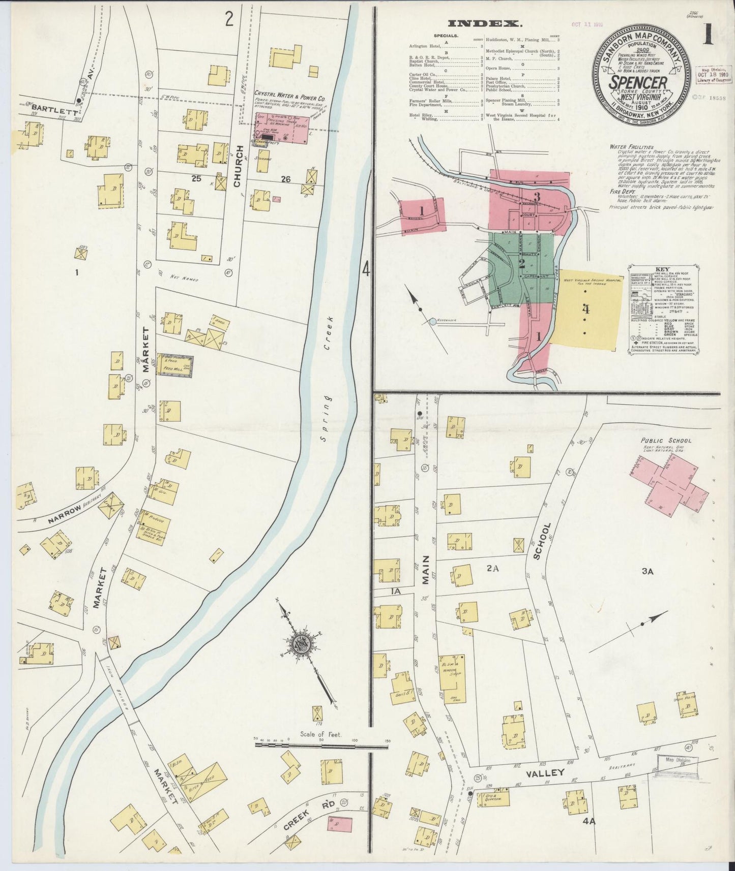 Sanborn Fire Insurance Map from Spencer, Roane County, West Virginia (1910), Sheet #0001 - Complete Map Set gallery image, historic Sanborn map, vintage wall art, West Virginia West Virginia