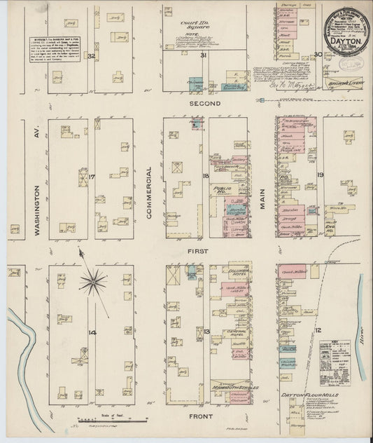 Sanborn Fire Insurance Map from Dayton, Columbia County, Washington (1884), Sheet #0001 - Historic Sanborn Fire Insurance Map Print, vintage old map wall art, antique decor, genealogy gift, Washington Washington map