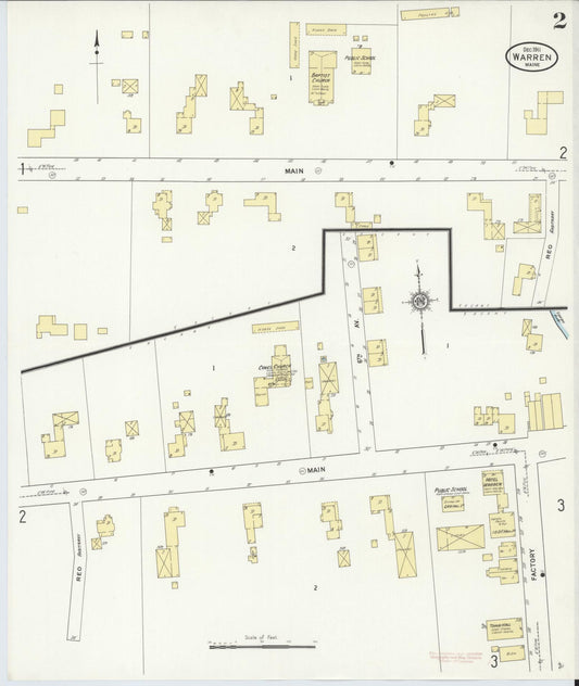 Sanborn Fire Insurance Map from Warren, Knox County, Maine (1911), Sheet #0002 - Historic Sanborn Fire Insurance Map Print, vintage old map wall art, antique decor, genealogy gift, Maine Maine map