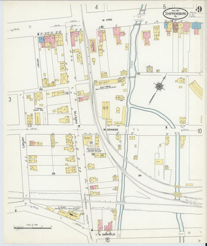Sanborn Fire Insurance Map from Shippensburg, Cumberland And Franklin Counties, Pennsylvania (1910), Sheet #0009 - Historic Sanborn Fire Insurance Map Print, vintage old map wall art, antique decor, genealogy gift, Counties Pennsylvania map