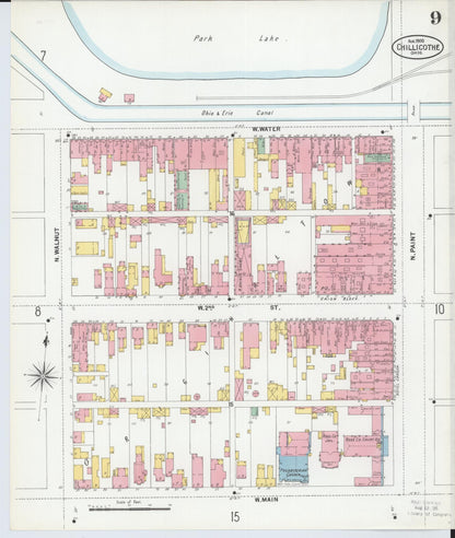 Sanborn Fire Insurance Map from Chillicothe, Ross County, Ohio (1900), Sheet #0009 - Complete Map Set gallery image, historic Sanborn map, vintage wall art, Ohio Ohio