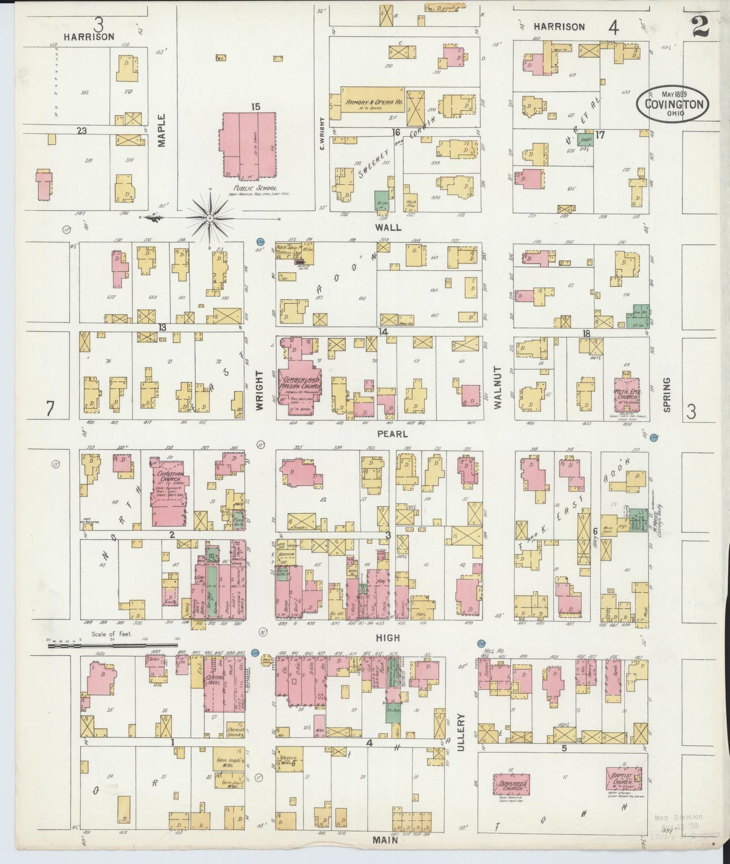 Sanborn Fire Insurance Map from Covington, Miami County, Ohio (1899), Sheet #0002 - Historic Sanborn Fire Insurance Map Print, vintage old map wall art, antique decor, genealogy gift, Ohio Ohio map