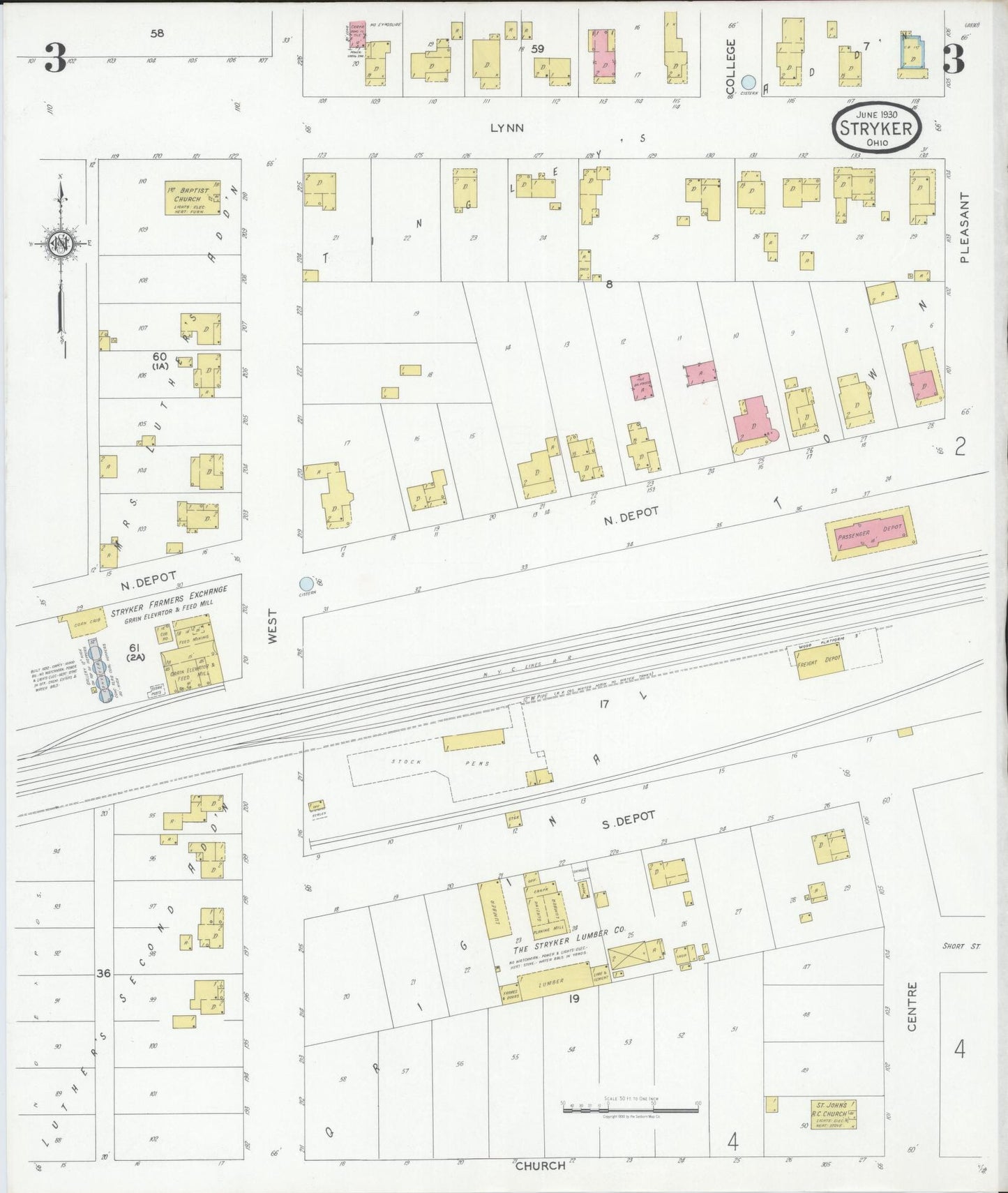 Sanborn Fire Insurance Map from Stryker, Williams County, Ohio (1930), Sheet #0003 - Complete Map Set gallery image, historic Sanborn map, vintage wall art, Ohio Ohio