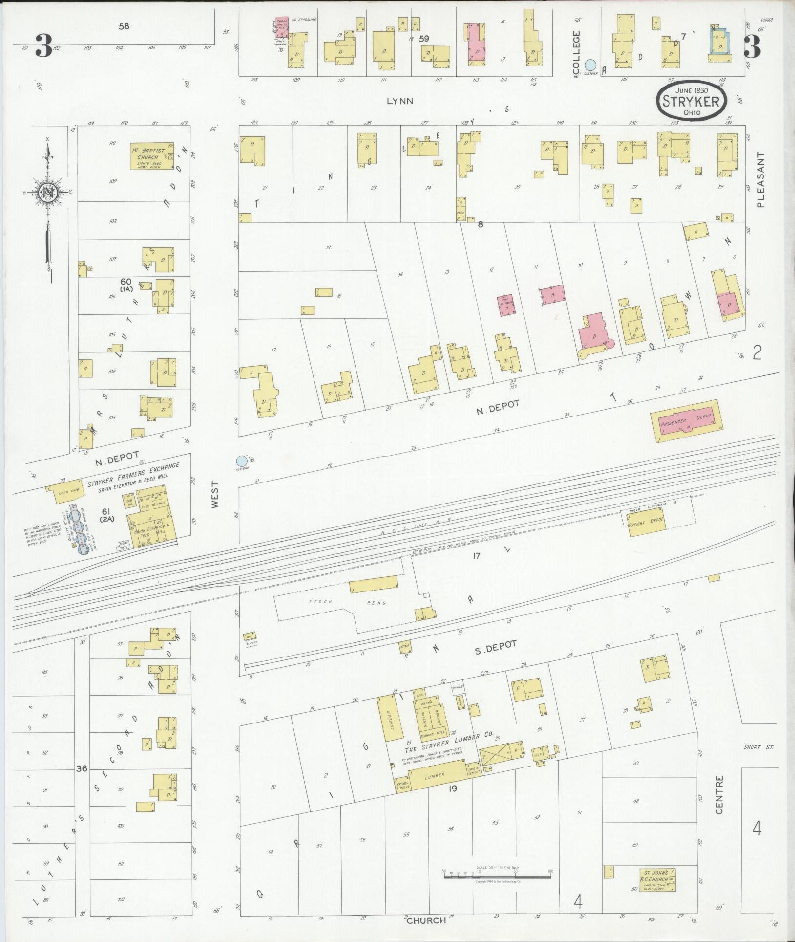 Sanborn Fire Insurance Map from Stryker, Williams County, Ohio (1930), Sheet #0003 - Complete Map Set gallery image, historic Sanborn map, vintage wall art, Ohio Ohio