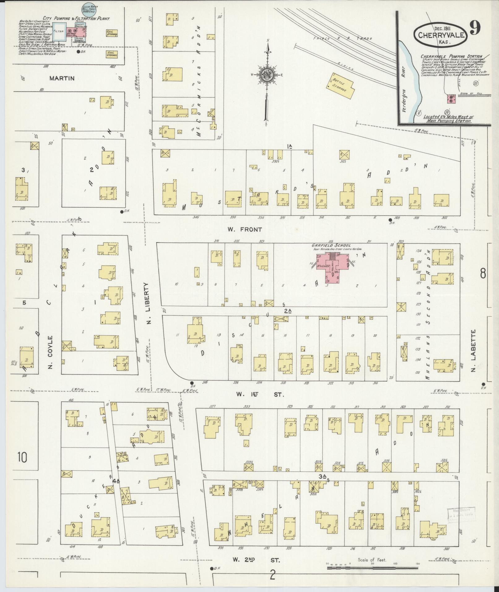 Sanborn Fire Insurance Map from Cherryvale, Montgomery County, Kansas (1911), Sheet #0009 - Complete Map Set gallery image, historic Sanborn map, vintage wall art, Kansas Kansas