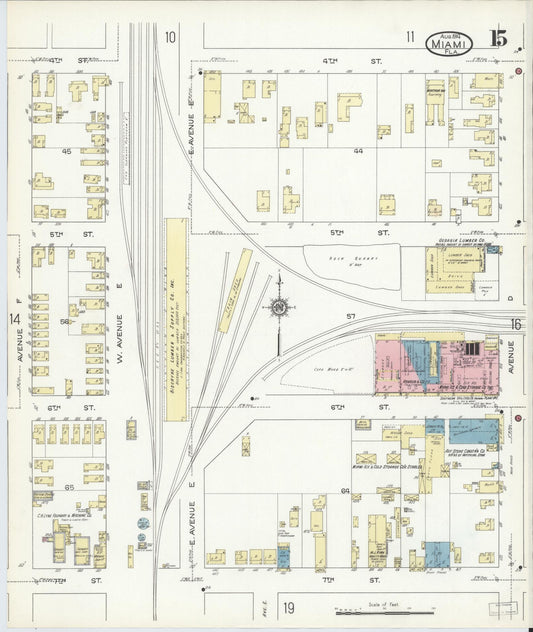Sanborn Fire Insurance Map from Miami, Dade County, Florida (1914), Sheet #0015 - Historic Sanborn Fire Insurance Map Print, vintage old map wall art, antique decor, genealogy gift, Florida Florida map