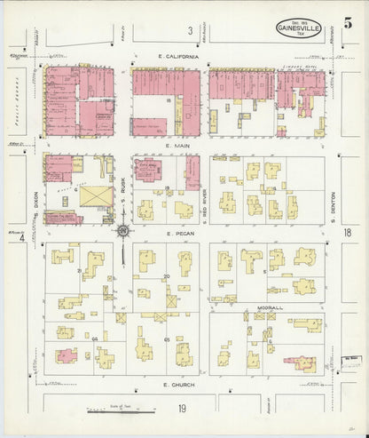 Sanborn Fire Insurance Map from Gainesville, Cooke County, Texas (1913), Sheet #0005 - Complete Map Set gallery image, historic Sanborn map, vintage wall art, Texas Texas