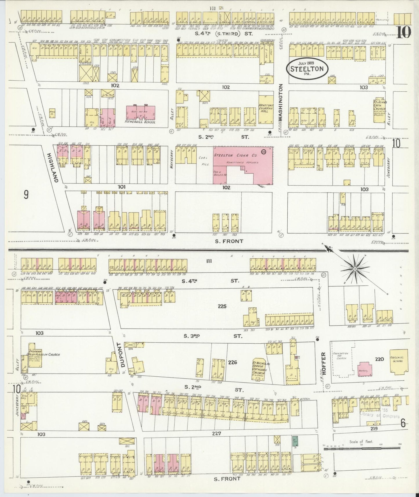 Sanborn Fire Insurance Map from Steelton, Dauphin County, Pennsylvania (1909), Sheet #0010 - Complete Map Set gallery image, historic Sanborn map, vintage wall art, Pennsylvania Pennsylvania