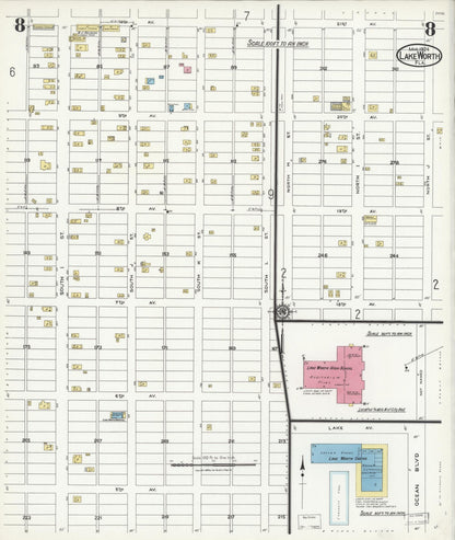 Sanborn Fire Insurance Map from Lake Worth, Palm Beach County, Florida (1924), Sheet #0008 - Complete Map Set gallery image, historic Sanborn map, vintage wall art, Florida Florida