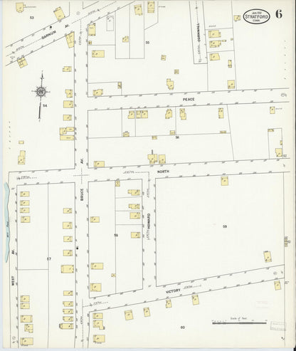Sanborn Fire Insurance Map from Stratford, Fairfield County, Connecticut (1912), Sheet #0006 - Complete Map Set gallery image, historic Sanborn map, vintage wall art, Connecticut Connecticut