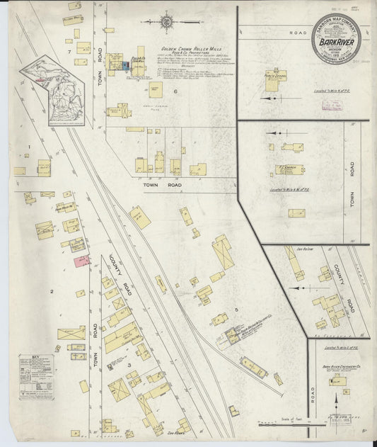 Sanborn Fire Insurance Map from Bark River, Delta County, Michigan (1913), Sheet #0001 - Historic Sanborn Fire Insurance Map Print, vintage old map wall art, antique decor, genealogy gift, Michigan Michigan map