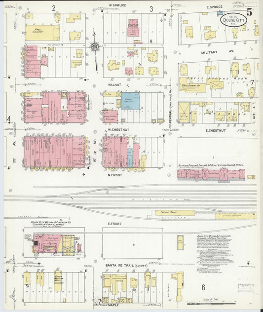Sanborn Fire Insurance Map from Dodge City, Ford County, Kansas (1911), Sheet #0005 - Historic Sanborn Fire Insurance Map Print, vintage old map wall art, antique decor, genealogy gift, Kansas Kansas map