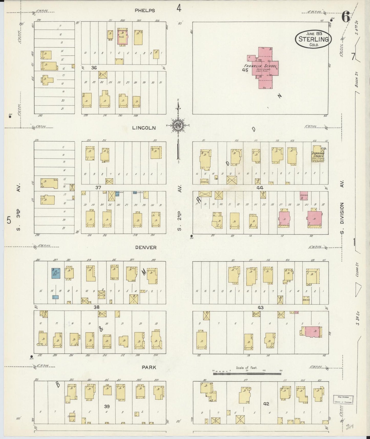 Sanborn Fire Insurance Map from Sterling, Logan County, Colorado (1913), Sheet #0006 - Complete Map Set gallery image, historic Sanborn map, vintage wall art, Colorado Colorado