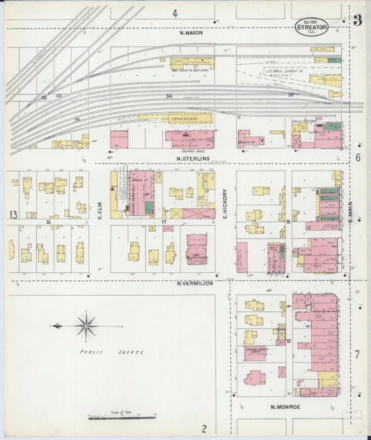 Sanborn Fire Insurance Map from Streator, La Salle County, Illinois (1901), Sheet #0003 - Historic Sanborn Fire Insurance Map Print, vintage old map wall art, antique decor, genealogy gift, Illinois Illinois map