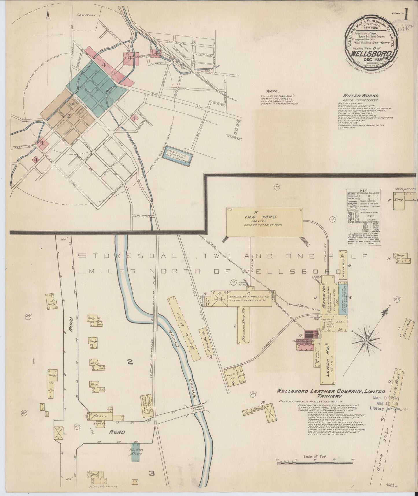 Sanborn Fire Insurance Map from Wellsboro, Tioga County, Pennsylvania (1885), Sheet #0001 - Complete Map Set gallery image, historic Sanborn map, vintage wall art, Pennsylvania Pennsylvania