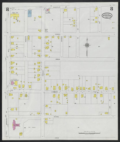 Sanborn Fire Insurance Map from Atmore, Escambia County, Alabama (1927), Sheet #0008 - Complete Map Set gallery image, historic Sanborn map, vintage wall art, Alabama Alabama