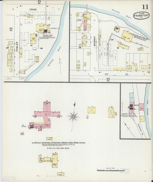 Sanborn Fire Insurance Map from Frankfort, Franklin County, Kentucky (1896), Sheet #0011 - Historic Sanborn Fire Insurance Map Print, vintage old map wall art, antique decor, genealogy gift, Kentucky Kentucky map
