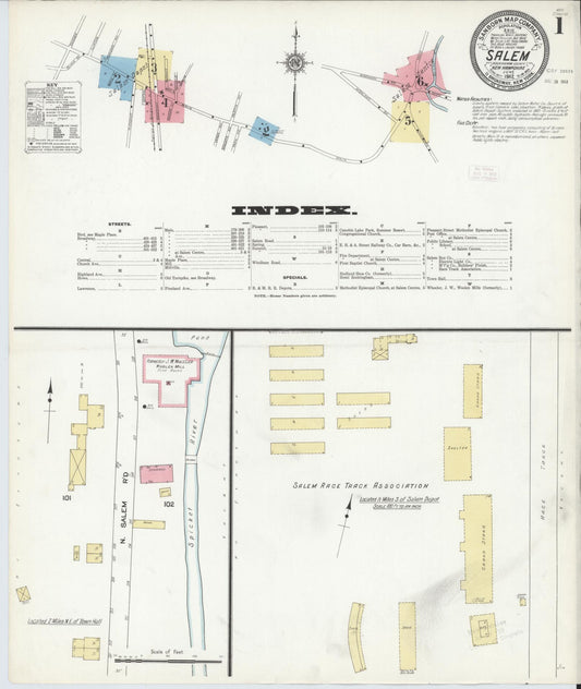 Sanborn Fire Insurance Map from Salem, Rockingham County, New Hampshire (1912), Sheet #0001 - Complete Map Set gallery image, historic Sanborn map, vintage wall art, New Hampshire New Hampshire
