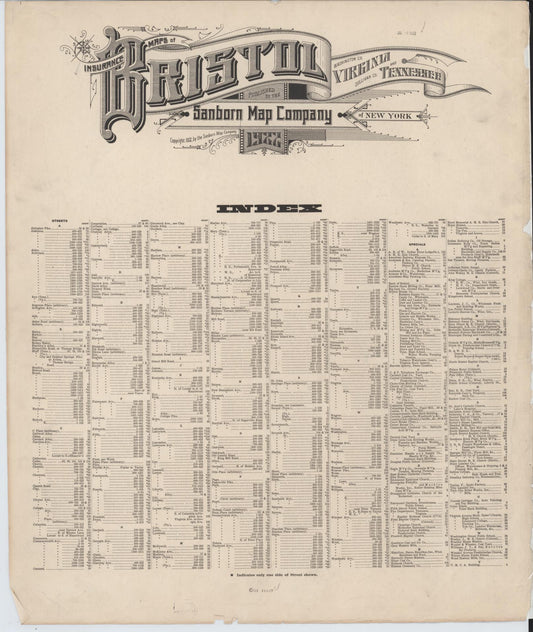 Sanborn Fire Insurance Map from Bristol, Washington County (Va) and Sullivan County (Tn), Virginia. (1922) – Historic Sanborn Fire Insurance Map Print