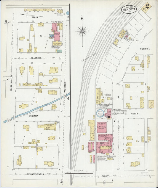 Sanborn Fire Insurance Map from Mendota, La Salle County, Illinois (1902), Sheet #0002 - Historic Sanborn Fire Insurance Map Print, vintage old map wall art, antique decor, genealogy gift, Illinois Illinois map