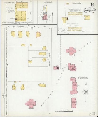 Sanborn Fire Insurance Map from Crawfordsville, Montgomery County, Indiana (1902), Sheet #0014 - Complete Map Set gallery image, historic Sanborn map, vintage wall art, Indiana Indiana