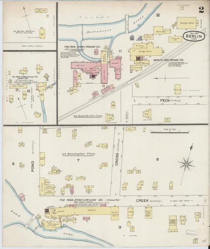 Sanborn Fire Insurance Map from Berlin, Hartford County, Connecticut (1887), Sheet #0002 - Complete Map Set gallery image, historic Sanborn map, vintage wall art, Connecticut Connecticut