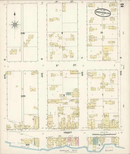 Sanborn Fire Insurance Map from Snohomish, Snohomish County, Washington (1890), Sheet #0002 - Complete Map Set gallery image, historic Sanborn map, vintage wall art, Washington Washington