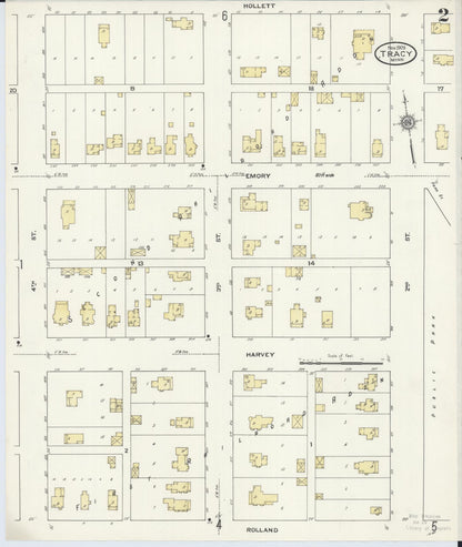 Sanborn Fire Insurance Map from Tracy, Lyon County, Minnesota (1909), Sheet #0002 - Historic Sanborn Fire Insurance Map Print, vintage old map wall art, antique decor, genealogy gift, Minnesota Minnesota map