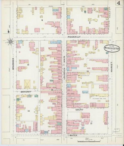 Sanborn Fire Insurance Map from Winchester, Independent Cities, Virginia (1891), Sheet #0004 - Complete Map Set gallery image, historic Sanborn map, vintage wall art, Virginia Virginia