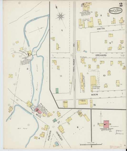 Sanborn Fire Insurance Map from Wolcott, Wayne County, New York (1894), Sheet #0002 - Historic Sanborn Fire Insurance Map Print, vintage old map wall art, antique decor, genealogy gift, New York New York map