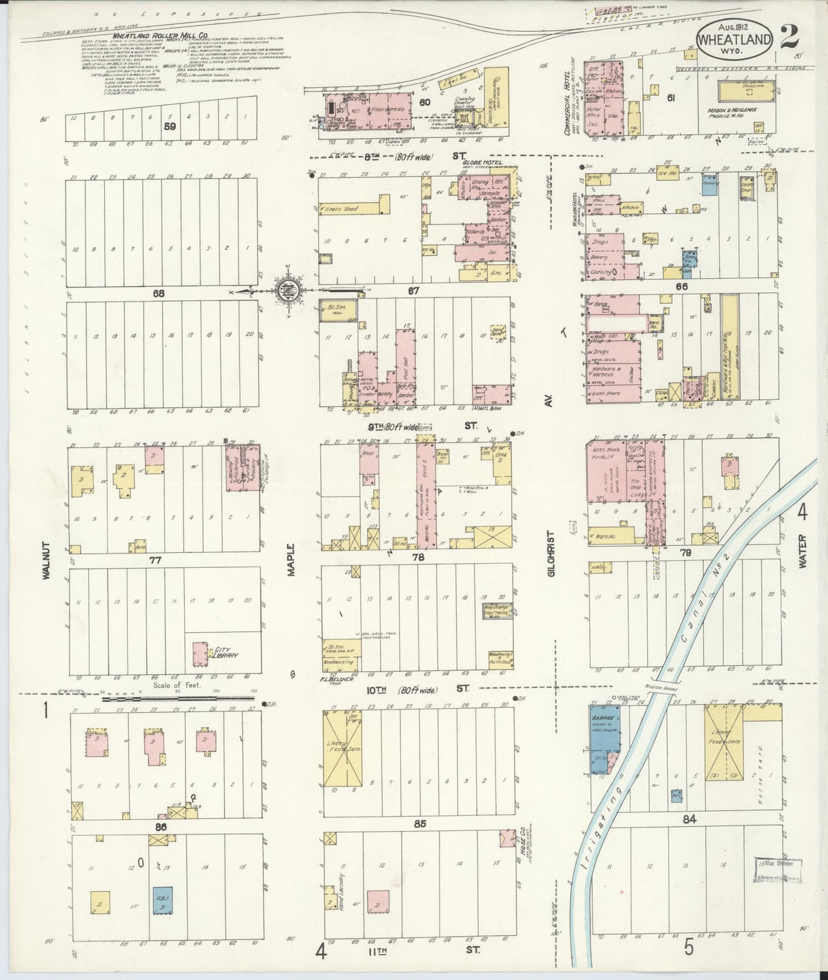 Sanborn Fire Insurance Map from Wheatland, Platte County, Wyoming (1912), Sheet #0002 - Complete Map Set gallery image, historic Sanborn map, vintage wall art, Wyoming Wyoming