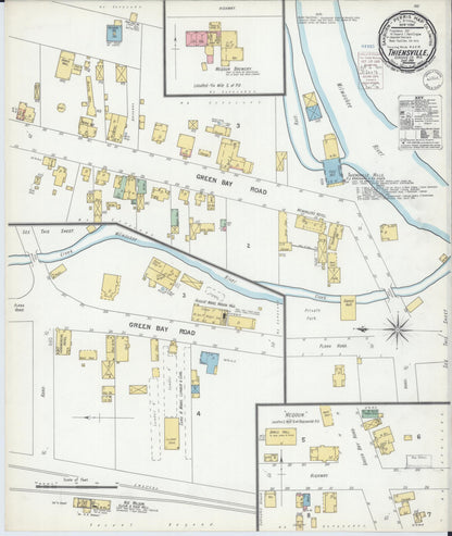 Sanborn Fire Insurance Map from Thiensville, Ozaukee County, Wisconsin (1900), Sheet #0001 - Historic Sanborn Fire Insurance Map Print, vintage old map wall art, antique decor, genealogy gift, Wisconsin Wisconsin map