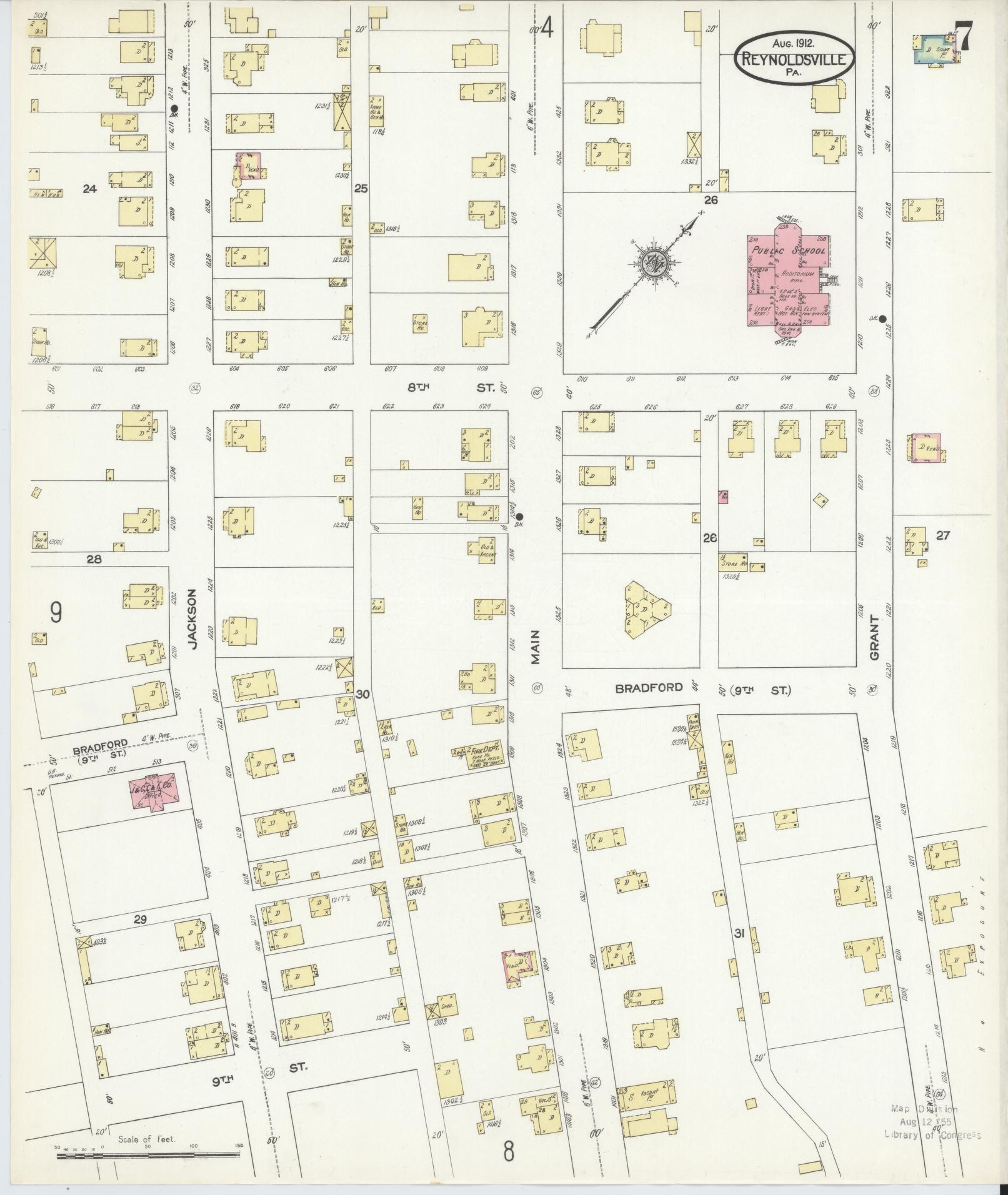 Sanborn Fire Insurance Map from Reynoldsville, Jefferson County, Pennsylvania (1912), Sheet #0007 - Complete Map Set gallery image, historic Sanborn map, vintage wall art, Pennsylvania Pennsylvania