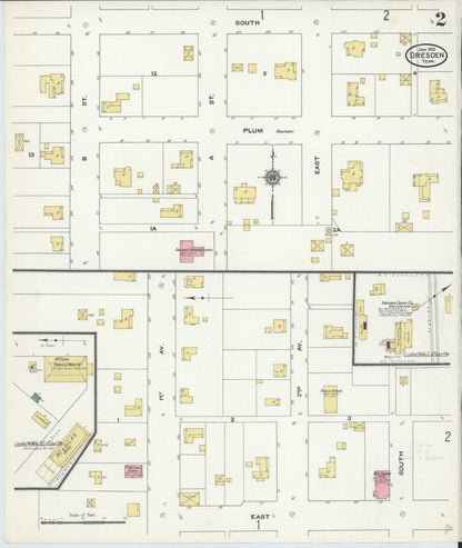 Sanborn Fire Insurance Map from Dresden, Weakley County, Tennessee (1910), Sheet #0002 - Complete Map Set gallery image, historic Sanborn map, vintage wall art, Tennessee Tennessee