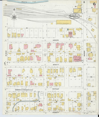Sanborn Fire Insurance Map from Bridgeport, Belmont County, Ohio (1903), Sheet #0006 - Complete Map Set gallery image, historic Sanborn map, vintage wall art, Ohio Ohio