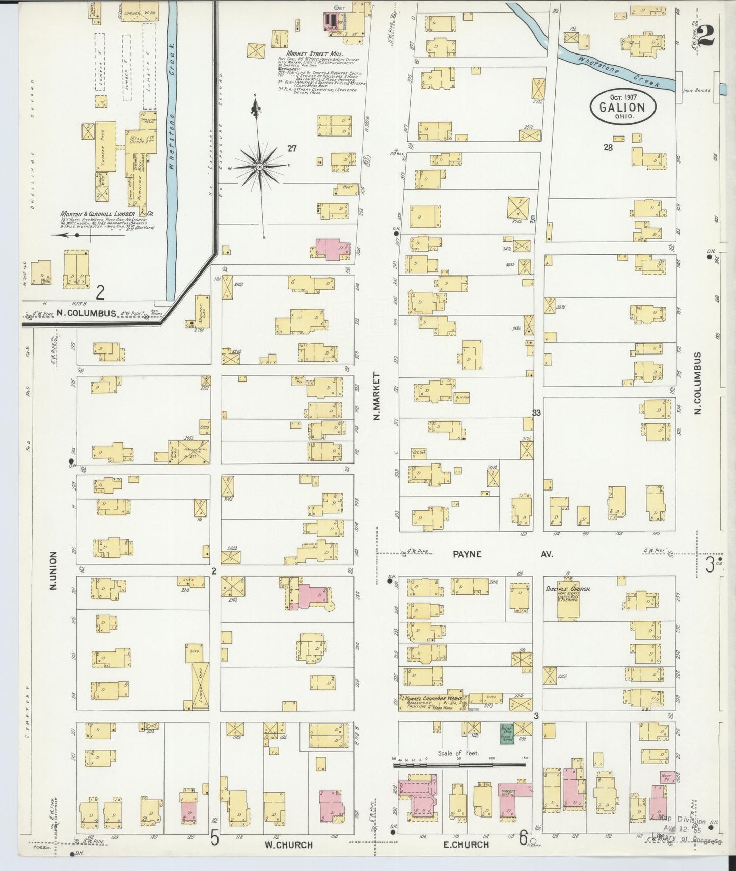 Sanborn Fire Insurance Map from Galion, Crawford County, Ohio (1907), Sheet #0002 - Historic Sanborn Fire Insurance Map Print, vintage old map wall art, antique decor, genealogy gift, Ohio Ohio map