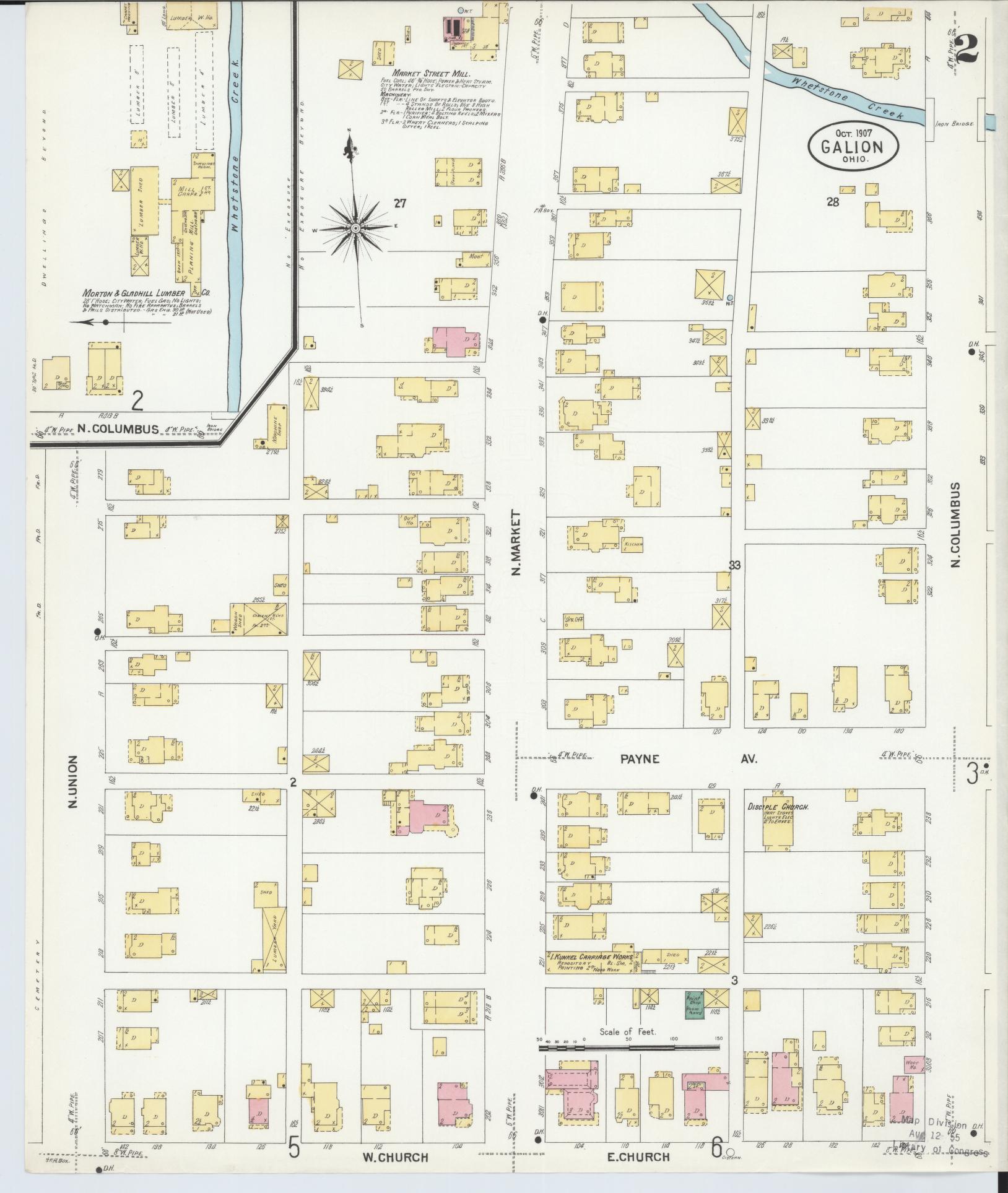 Sanborn Fire Insurance Map from Galion, Crawford County, Ohio (1907), Sheet #0002 - Historic Sanborn Fire Insurance Map Print, vintage old map wall art, antique decor, genealogy gift, Ohio Ohio map