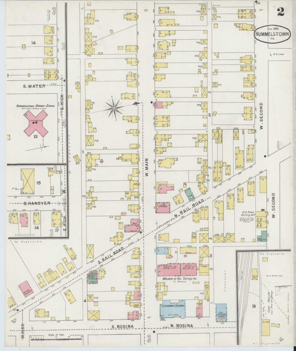 Sanborn Fire Insurance Map from Hummelstown, Dauphin County, Pennsylvania (1895), Sheet #0002 - Complete Map Set gallery image, historic Sanborn map, vintage wall art, Pennsylvania Pennsylvania