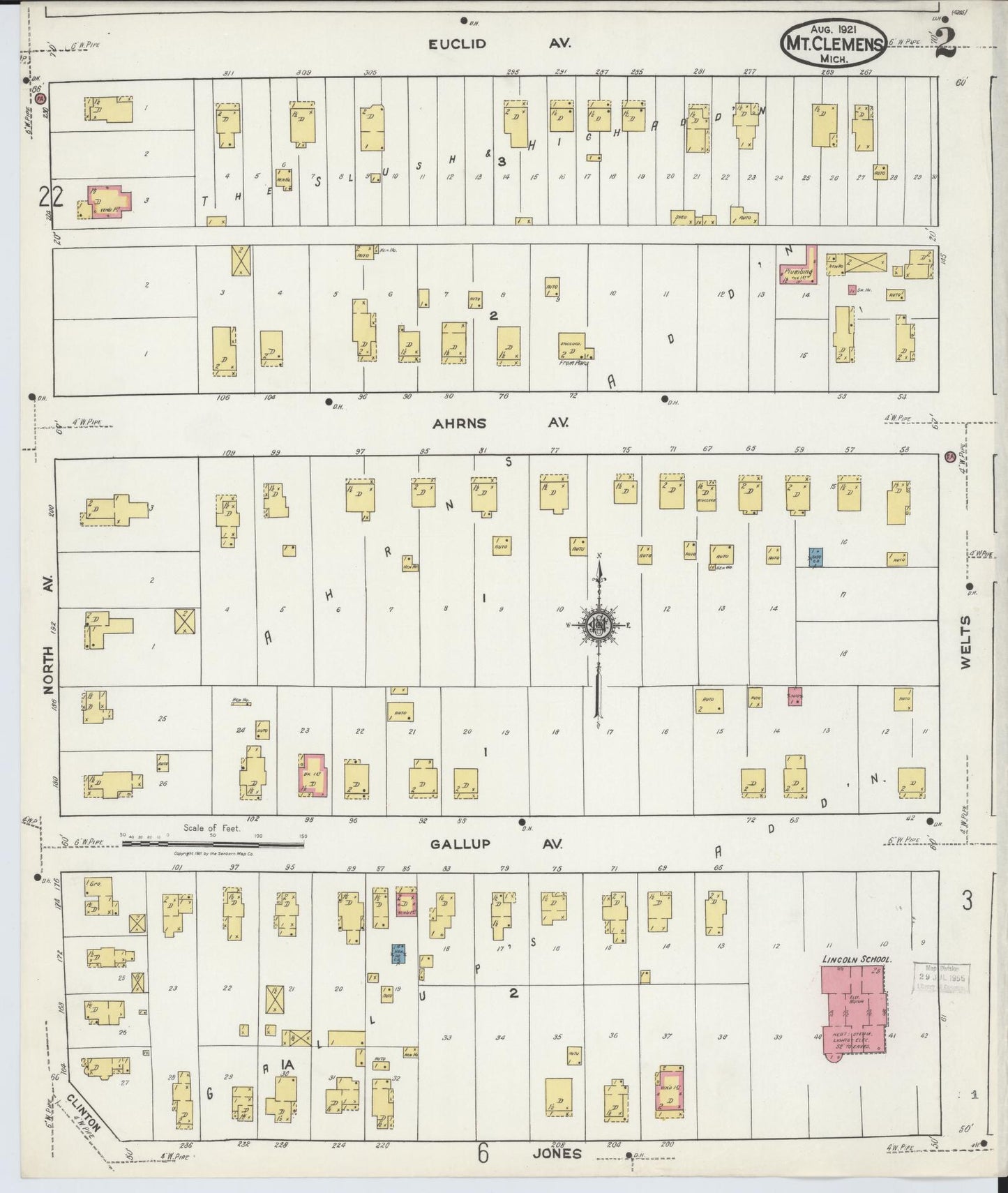 Sanborn Fire Insurance Map from Mount Clemens, Macomb County, Michigan (1921), Sheet #0002 - Complete Map Set gallery image, historic Sanborn map, vintage wall art, Michigan Michigan