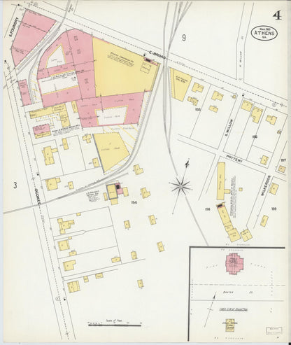 Sanborn Fire Insurance Map from Athens, Clarke County, Georgia (1903), Sheet #0004 - Complete Map Set gallery image, historic Sanborn map, vintage wall art, Georgia Georgia