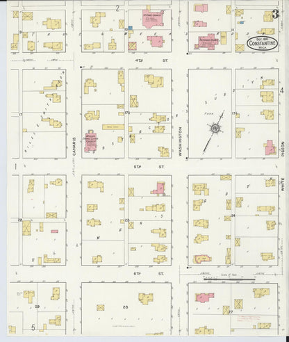 Sanborn Fire Insurance Map from Constantine, Saint Joseph County, Michigan (1916), Sheet #0003 - Complete Map Set gallery image, historic Sanborn map, vintage wall art, Michigan Michigan