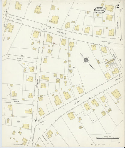 Sanborn Fire Insurance Map from Roanoke, Randolph County, Alabama (1913), Sheet #0002 - Complete Map Set gallery image, historic Sanborn map, vintage wall art, Alabama Alabama