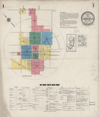 Sanborn Fire Insurance Map from Hammonton, Atlantic County, New Jersey (1923), Sheet #0001 - Complete Map Set gallery image, historic Sanborn map, vintage wall art, New Jersey New Jersey