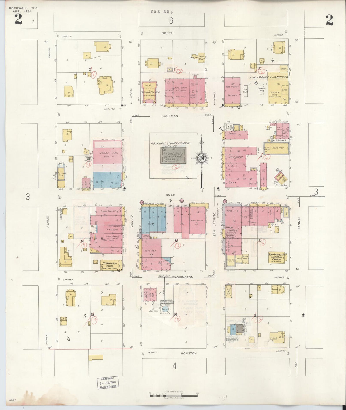 Sanborn Fire Insurance Map from Rockwall, Rockwall County, Texas (1945), Sheet #0002 - Complete Map Set gallery image, historic Sanborn map, vintage wall art, Texas Texas